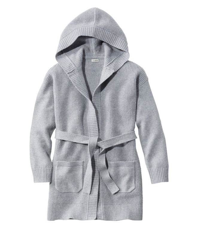 Women's All-Day Waffle Sweater, Hooded Wrap Cardigan - LLBeanoutlets