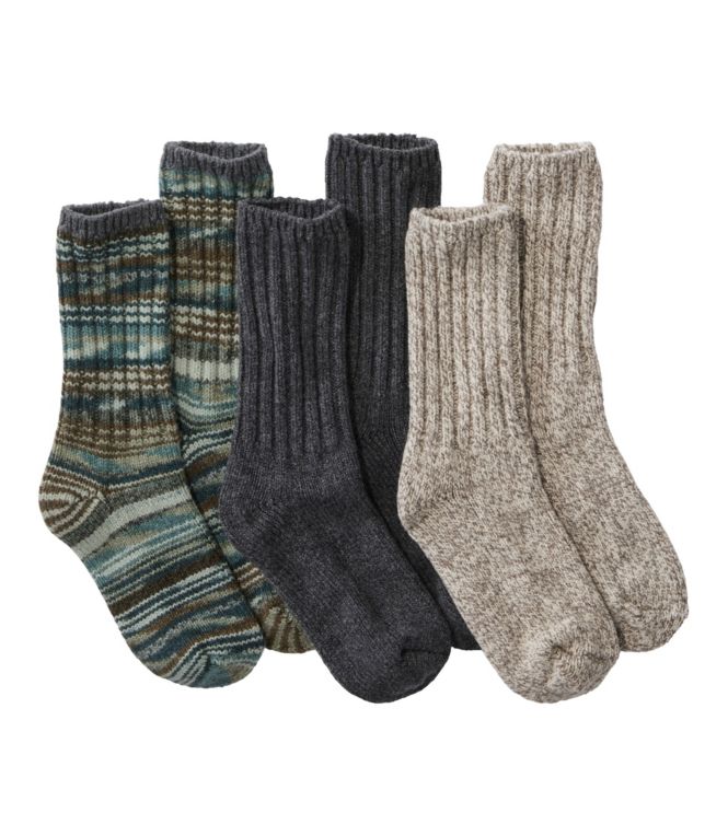 Adults' Merino Wool Ragg Socks Gift Set, 3-Pack - LLBeanoutlets