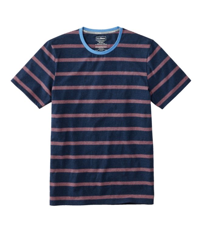 Men's Comfort Stretch Pima Tee Shirt, Short-Sleeve, Stripe - LLBeanoutlets