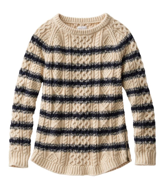 Women's Signature Cotton Fisherman Tunic Sweater, Stripe - LLBeanoutlets