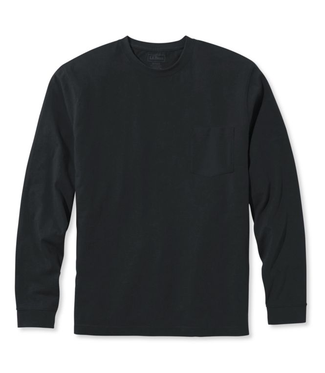 Men's Carefree Unshrinkable Tee with Pocket, Traditional Fit, Long-Sleeve - LLBeanoutlets