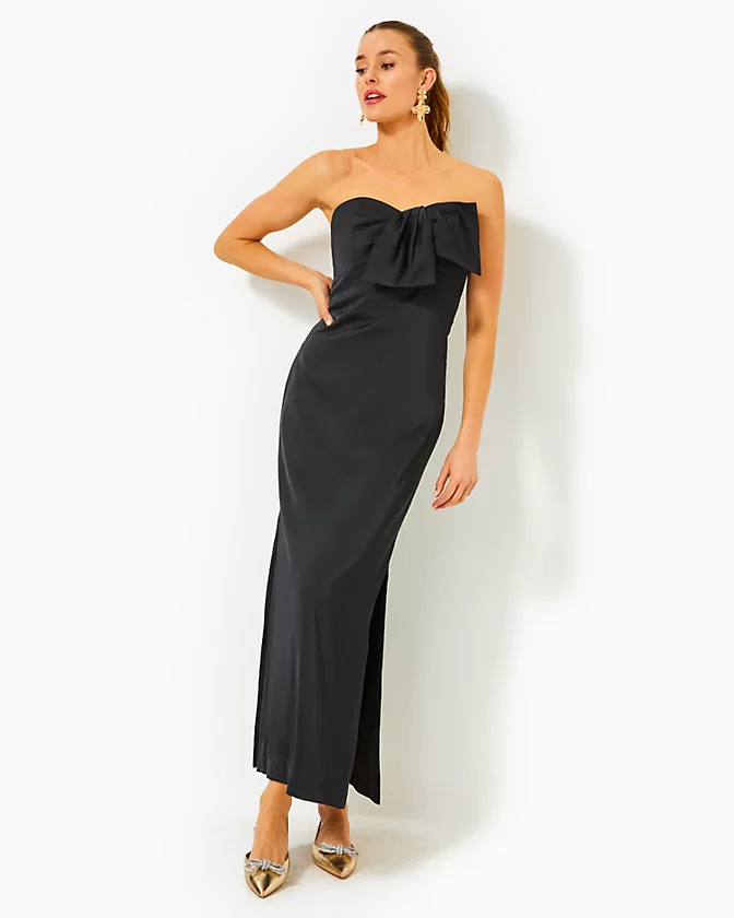 Carlynn Satin Maxi Bow Dress - LLBeanoutlets