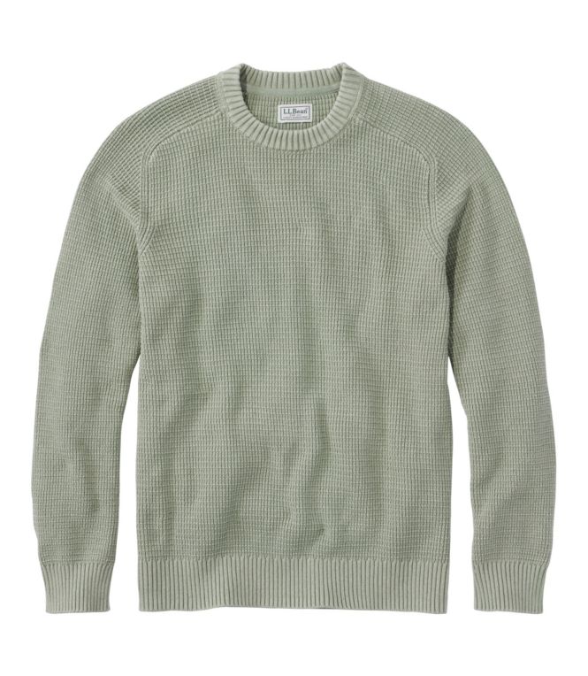 Men's Textured Washed Cotton Sweaters, Crewneck - LLBeanoutlets