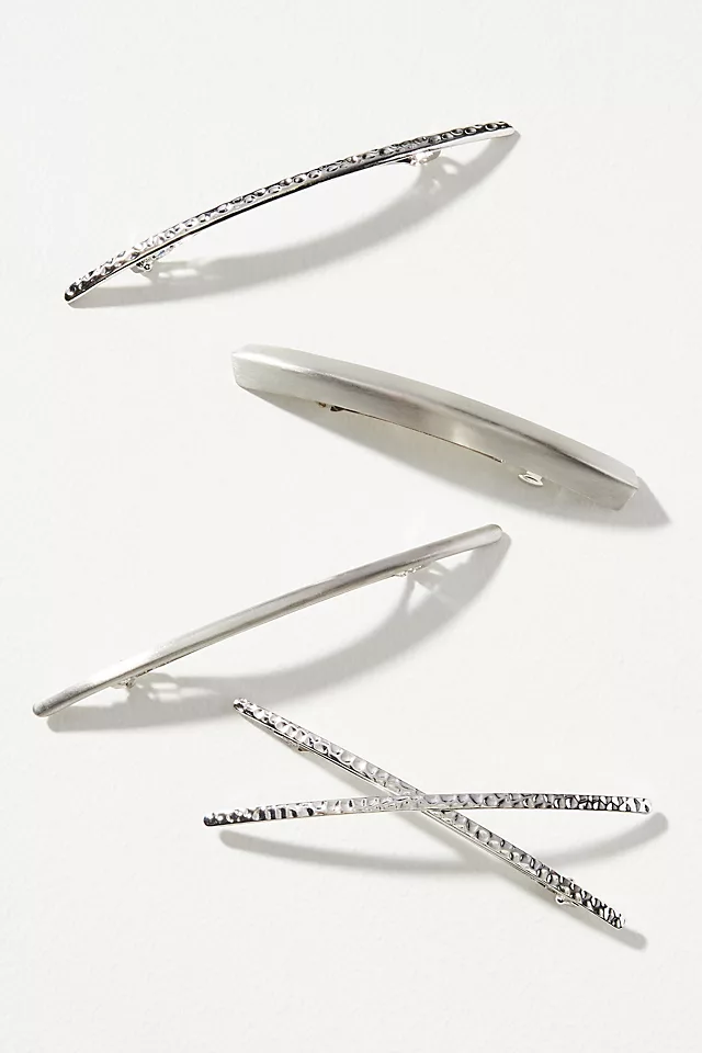 Sleek Barrettes, Set of 4 SILVER - LLBeanoutlets