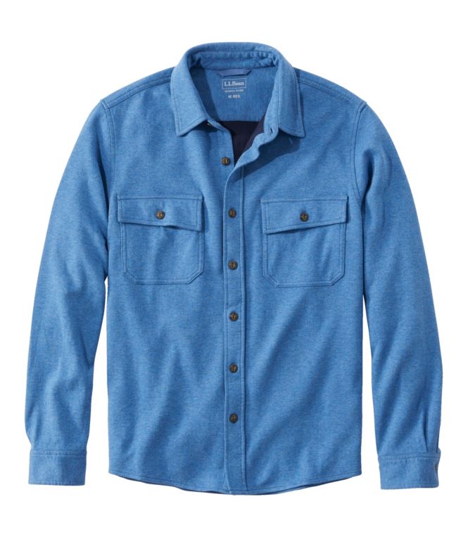 Men's Washed Cotton Double-Knit Chamois Shirt, Long-Sleeve - LLBeanoutlets