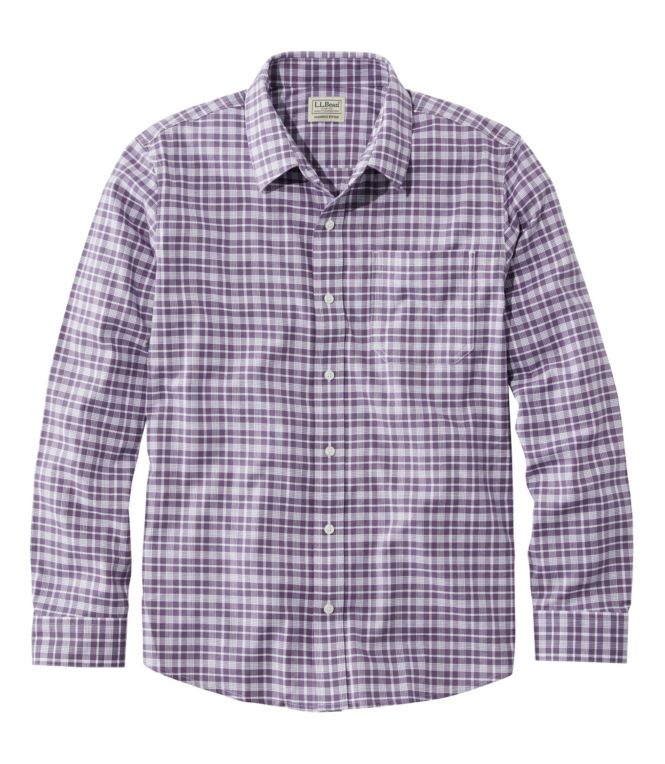 Men's Wrinkle-Free Ultrasoft Brushed Cotton Shirt, Long-Sleeve, Slightly Fitted Untucked Fit - LLBeanoutlets