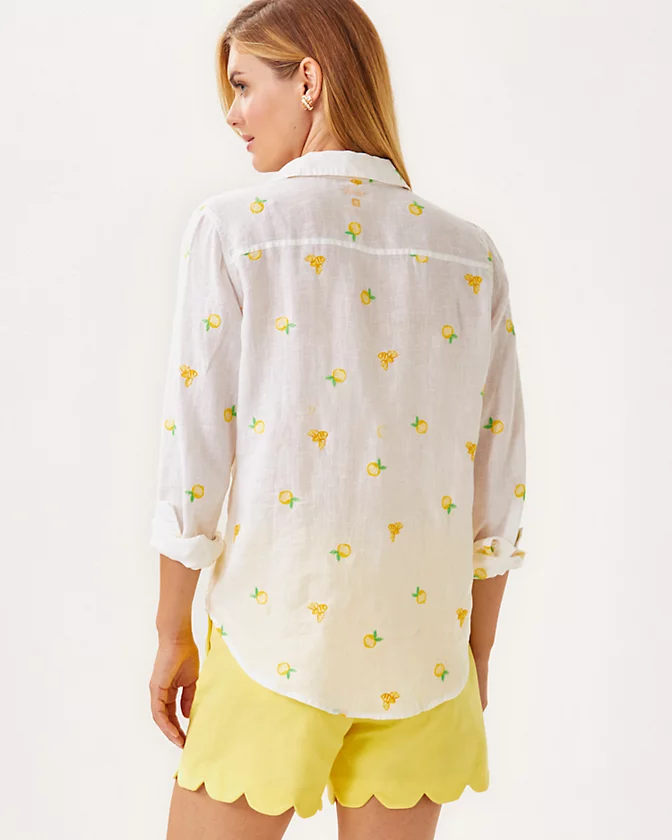 Sea View Linen Button Down Top - LLBeanoutlets