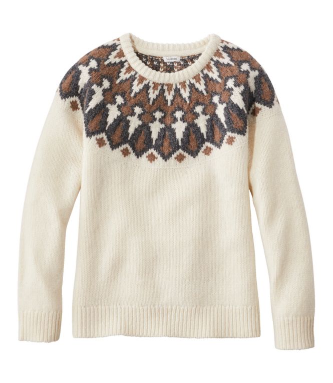 Women's Bean's Classic Ragg Wool Sweater, Crewneck Fair Isle - LLBeanoutlets