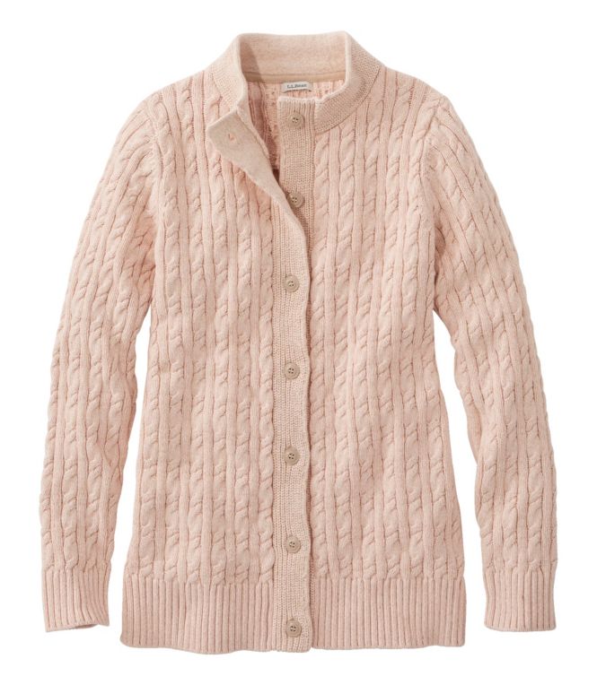 Women's Double L Mixed-Cable Sweater, Button-Front Cardigan - LLBeanoutlets