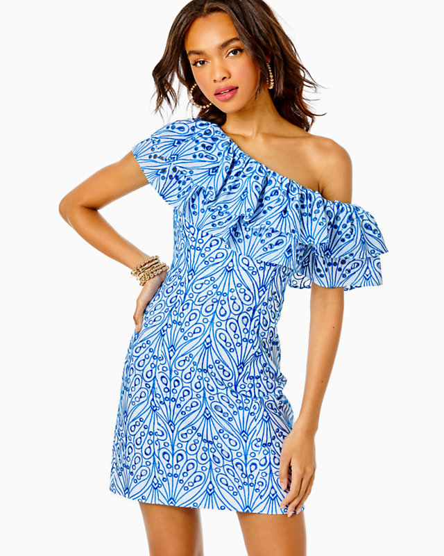 Sundea One-Shoulder Eyelet Shift Dress - LLBeanoutlets