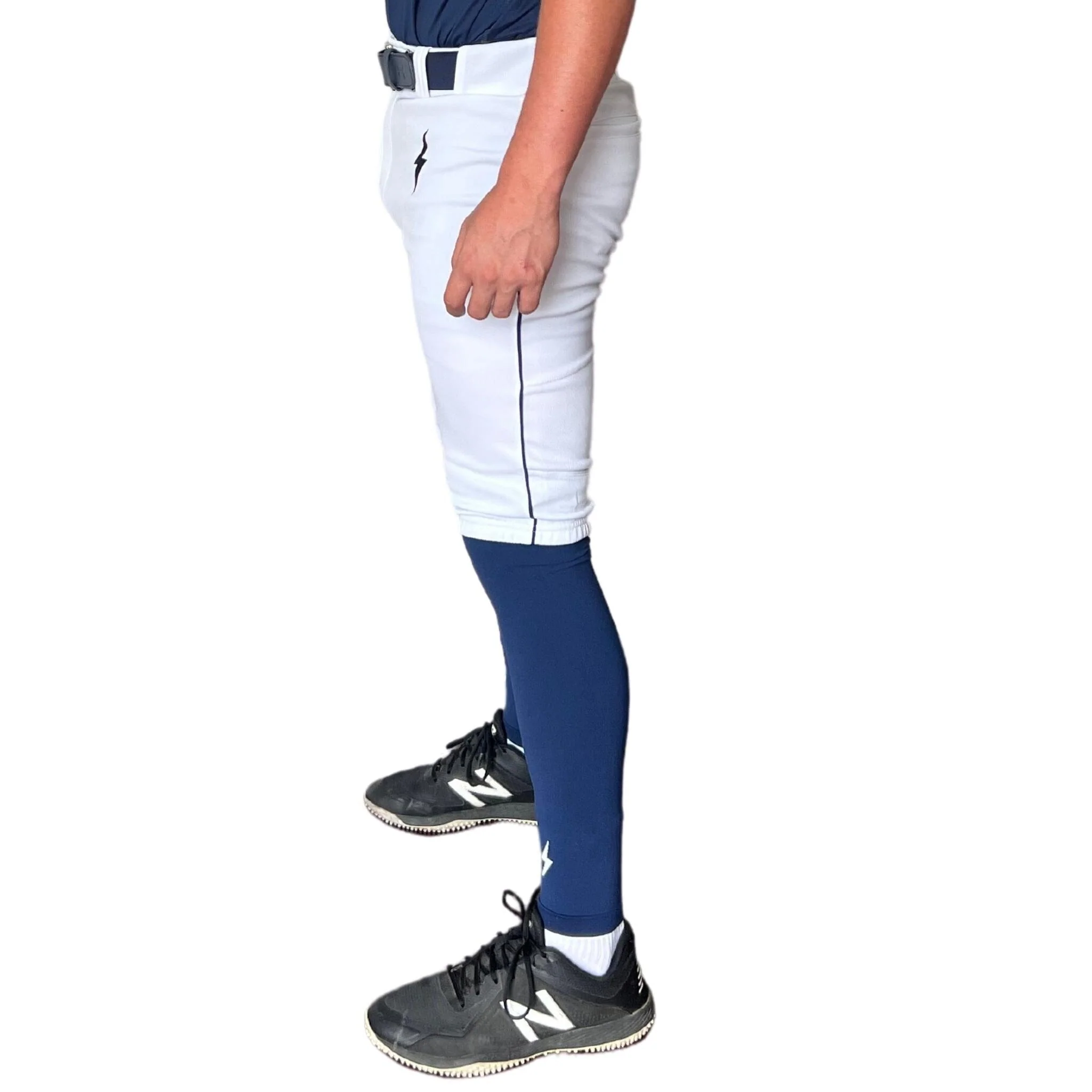 BRUCE BOLT Premium Pro Baseball Short - WHITE w/ Navy - LLBeanoutlets