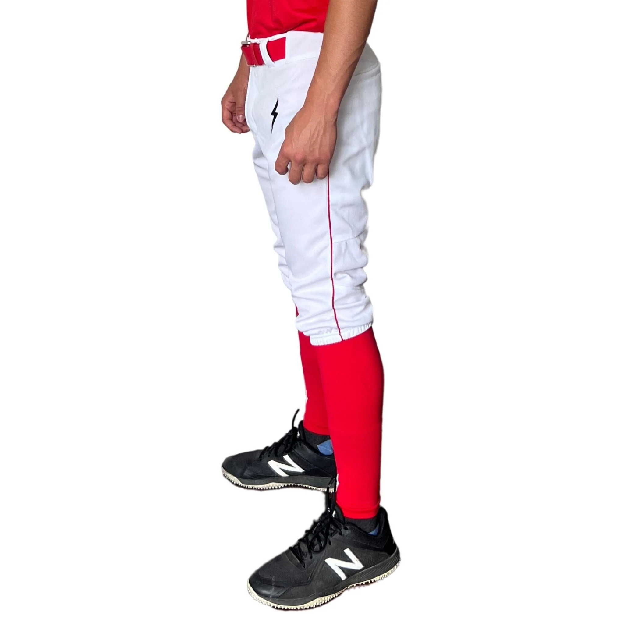 BRUCE BOLT Premium Pro Baseball Knicker - WHITE w/ Red - LLBeanoutlets