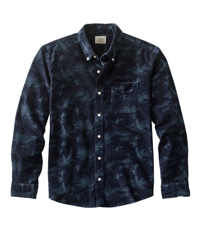 Men's Comfort Stretch Corduroy Shirt, Long-Sleeve, Traditional Untucked Fit, Print - LLBeanoutlets