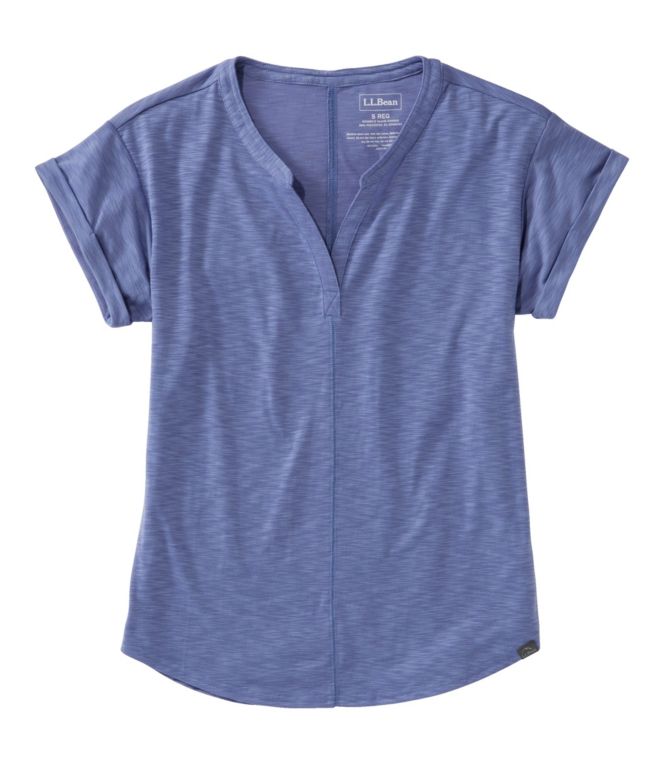 Women's Streamside Tee, Short-Sleeve Splitneck - LLBeanoutlets