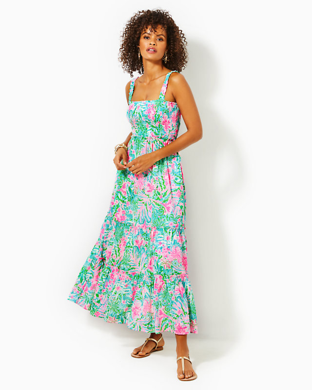 Hadly Smocked Cotton Maxi Dress - LLBeanoutlets