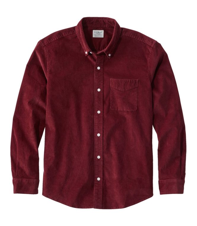 Men's Comfort Stretch Corduroy Shirt, Long-Sleeve, Traditional Untucked Fit - LLBeanoutlets