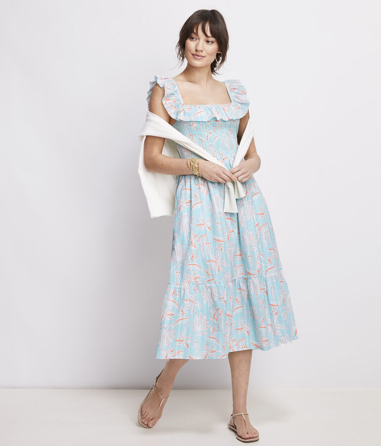 Cay Floral Smocked Midi Dress - LLBeanoutlets
