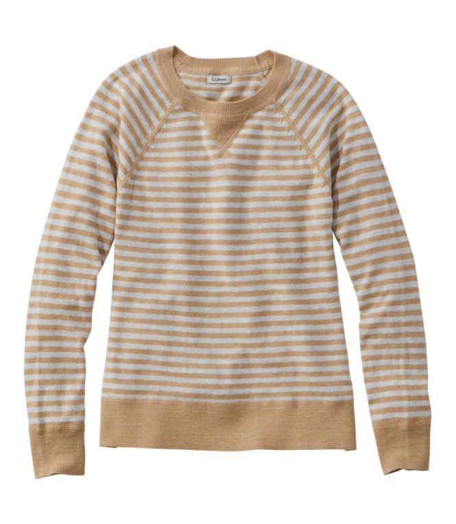 Women's Organic Cotton Slub Sweater, Crewneck Stripe - LLBeanoutlets
