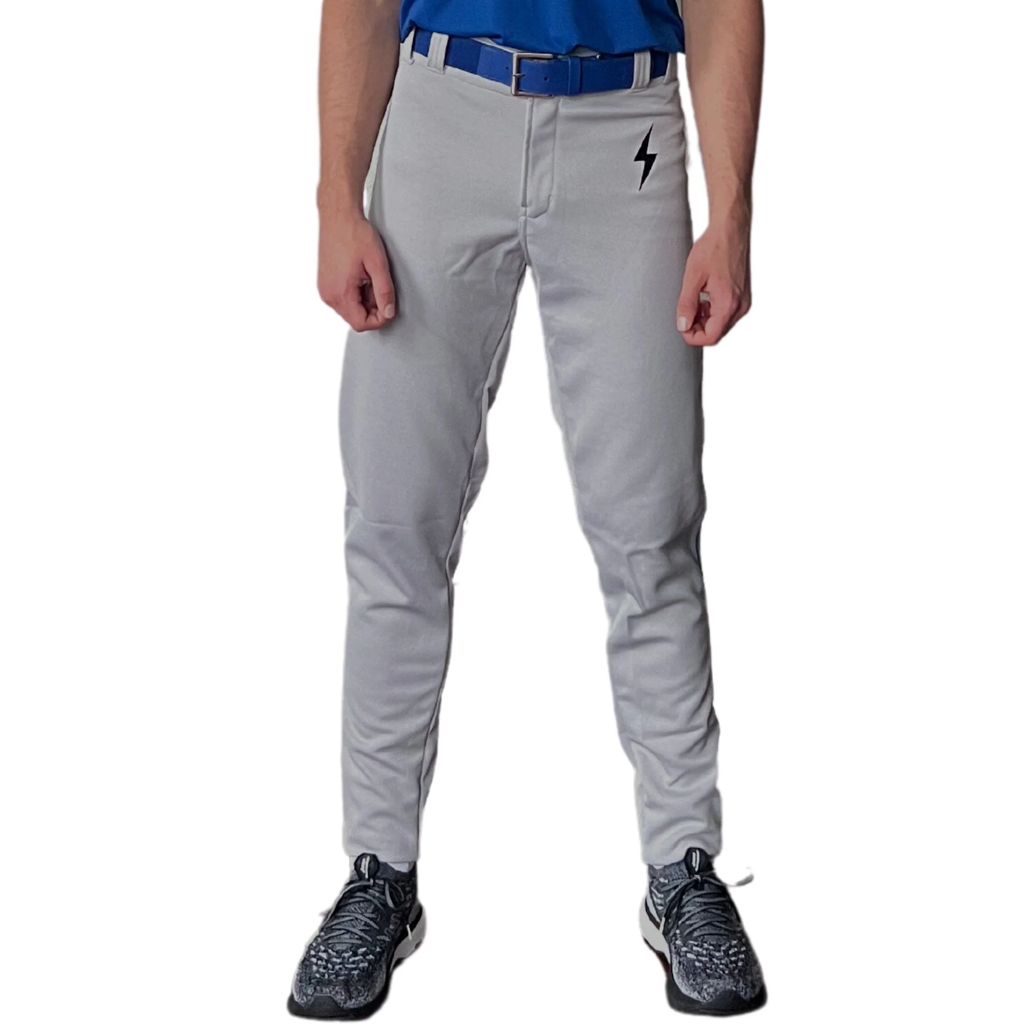 BRUCE BOLT Premium Pro Baseball Pant - GREY w/ Royal Piping - LLBeanoutlets