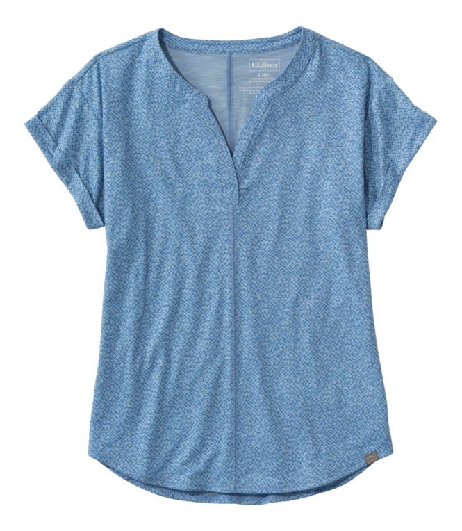 Women's Streamside Tee, Short-Sleeve Splitneck Print - LLBeanoutlets