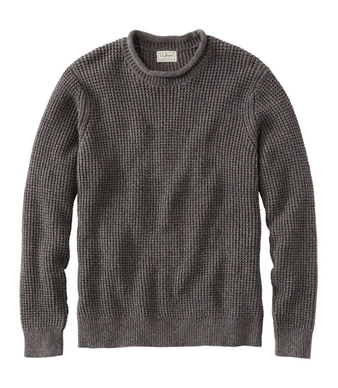 Men's L.L.Bean Organic Cotton Waffle Sweater, Rollneck Crew - LLBeanoutlets