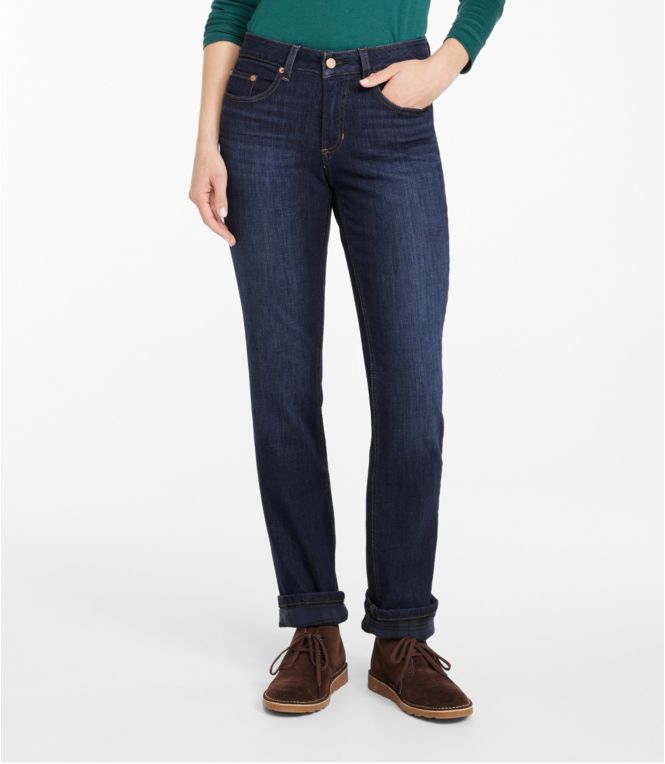 Women's BeanFlex? Jeans, Mid-Rise Straight-Leg Lined - LLBeanoutlets