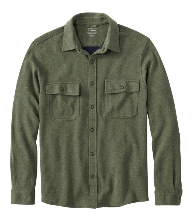 Men's Washed Cotton Double-Knit Chamois Shirt, Long-Sleeve - LLBeanoutlets