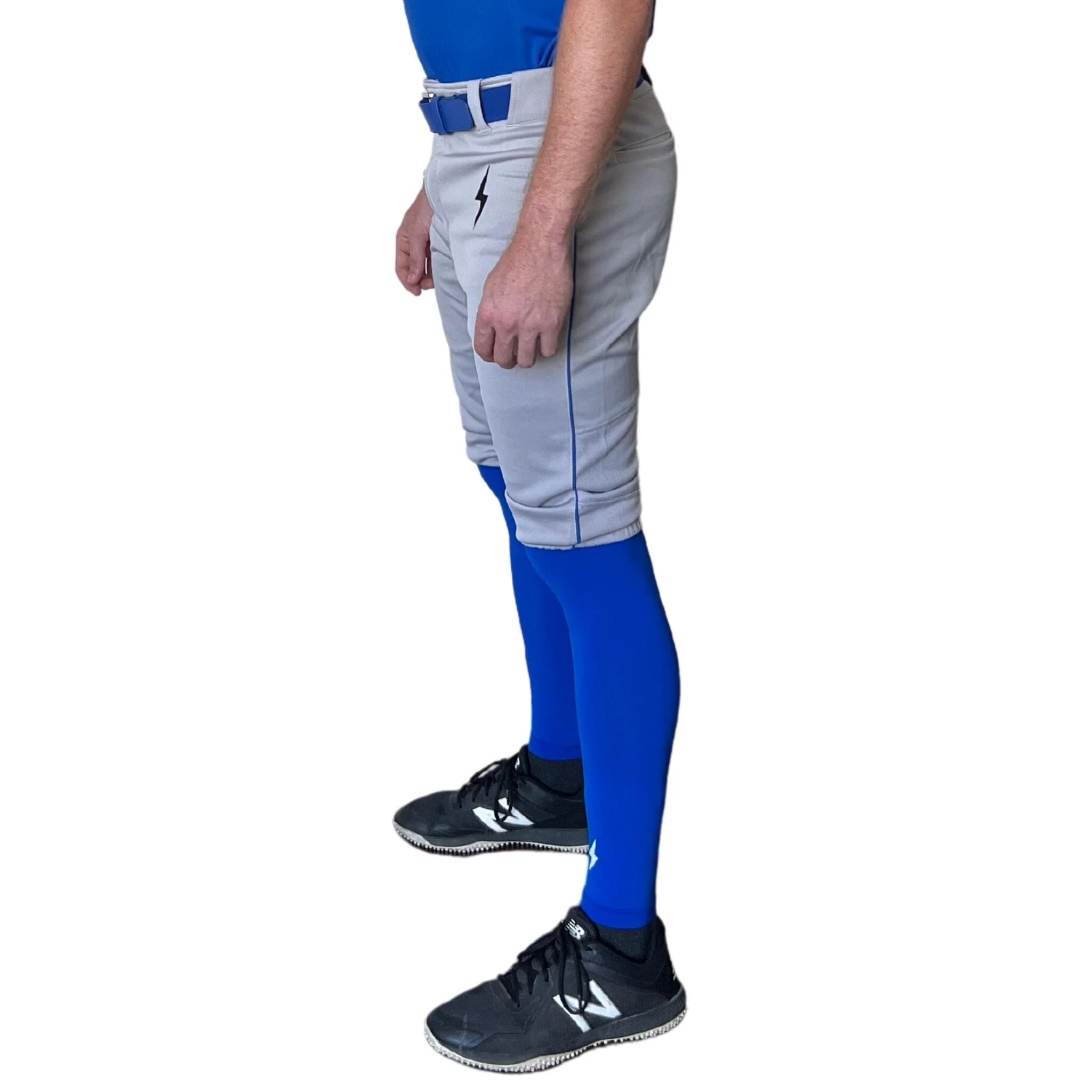 BRUCE BOLT Premium Pro Baseball Short - GREY w/ Royal - LLBeanoutlets