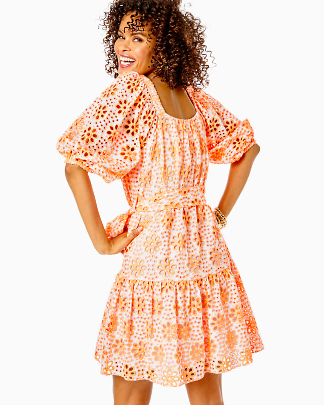 Kerrigan Elbow Sleeve Eyelet Dress - LLBeanoutlets