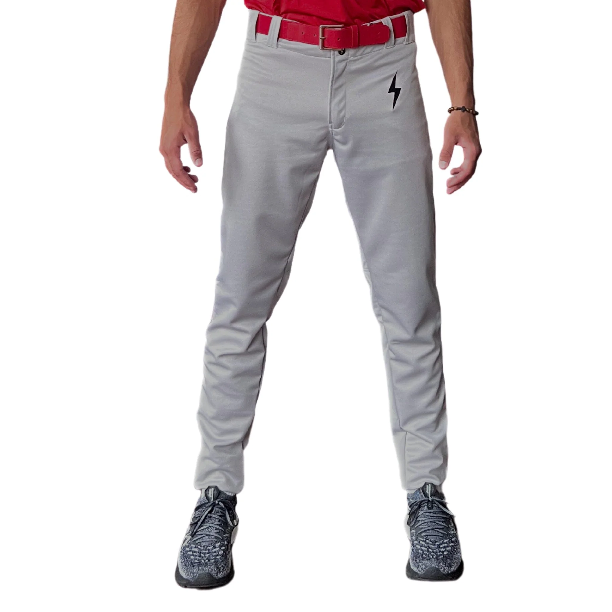 BRUCE BOLT Premium Pro Baseball Pant - GREY w/ Red Piping - LLBeanoutlets