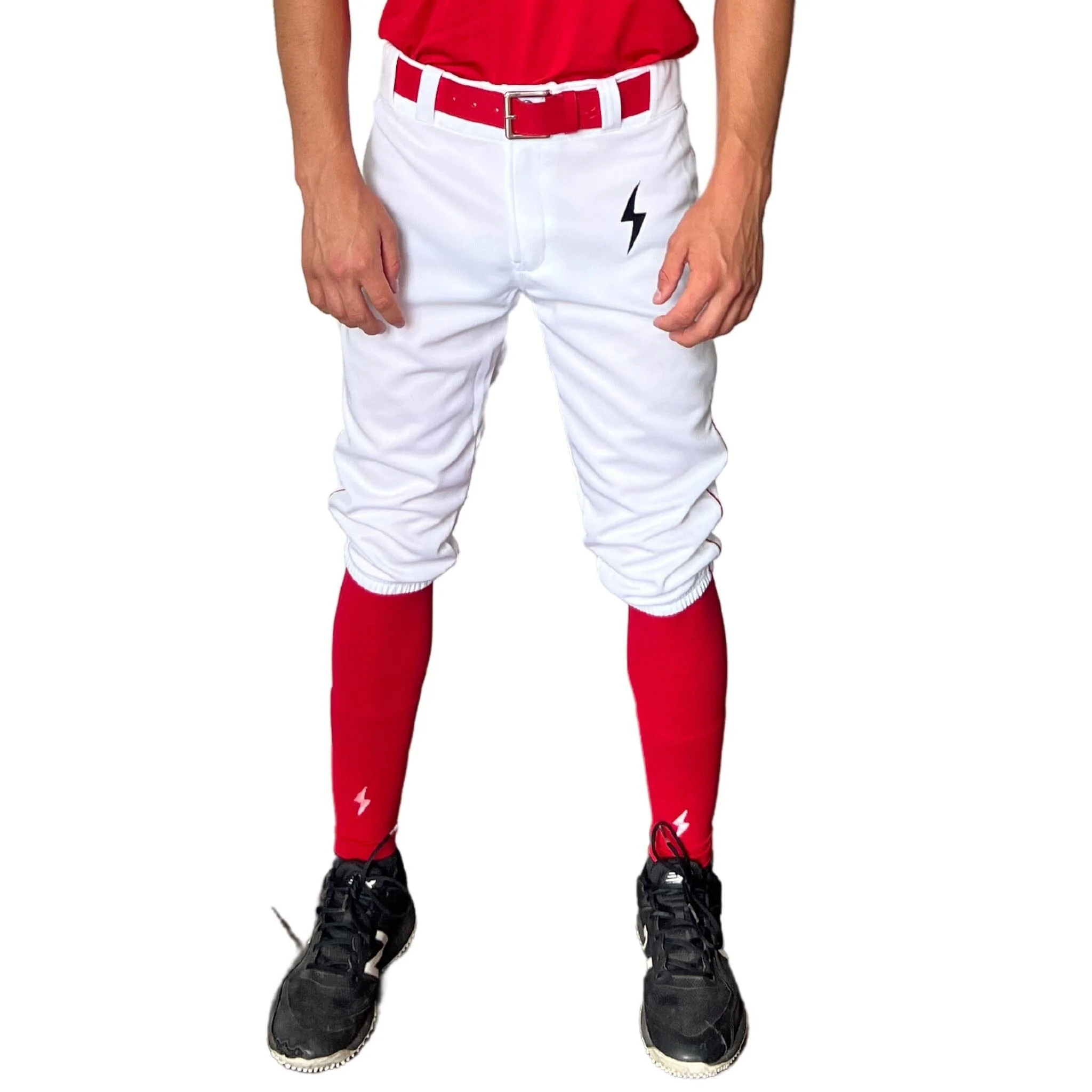 BRUCE BOLT Premium Pro Baseball Knicker - WHITE w/ Red - LLBeanoutlets