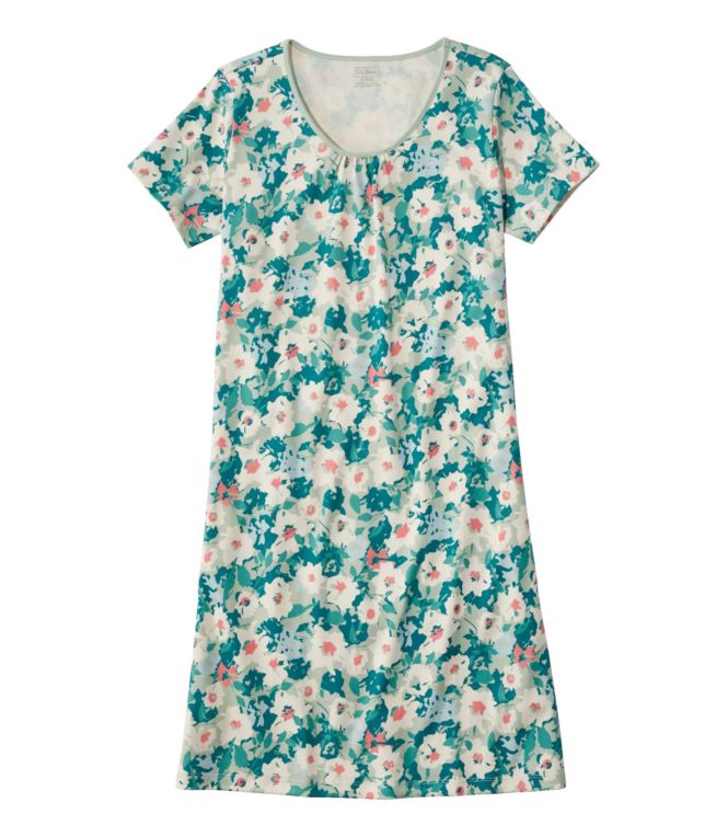 Women's Supima Nightgown, Short-Sleeve Floral - LLBeanoutlets