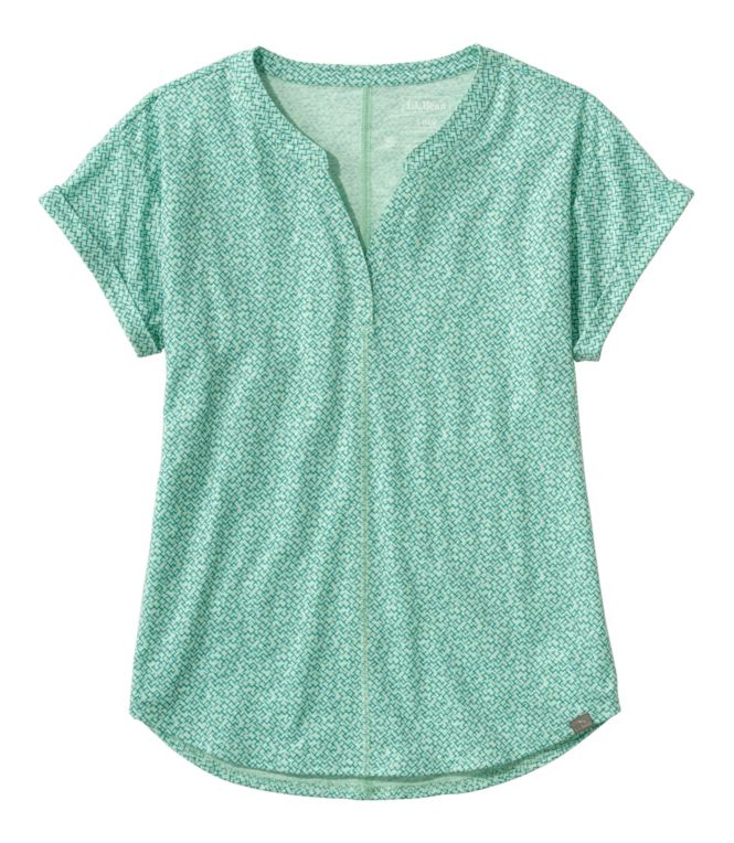 Women's Streamside Tee, Short-Sleeve Splitneck Print - LLBeanoutlets