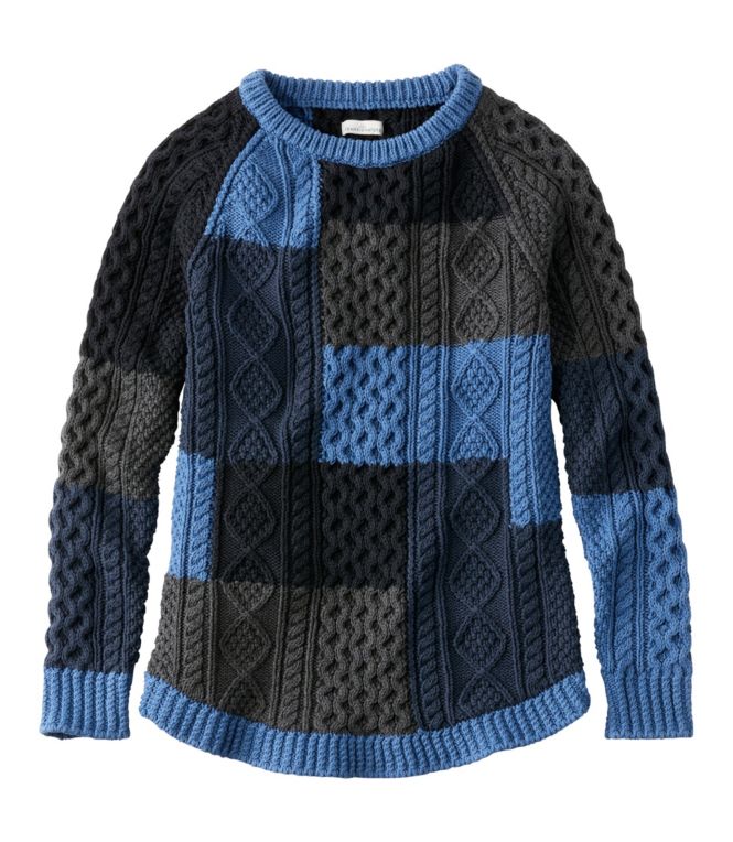 Women's Signature Cotton Fisherman Tunic Sweater, Patchwork - LLBeanoutlets