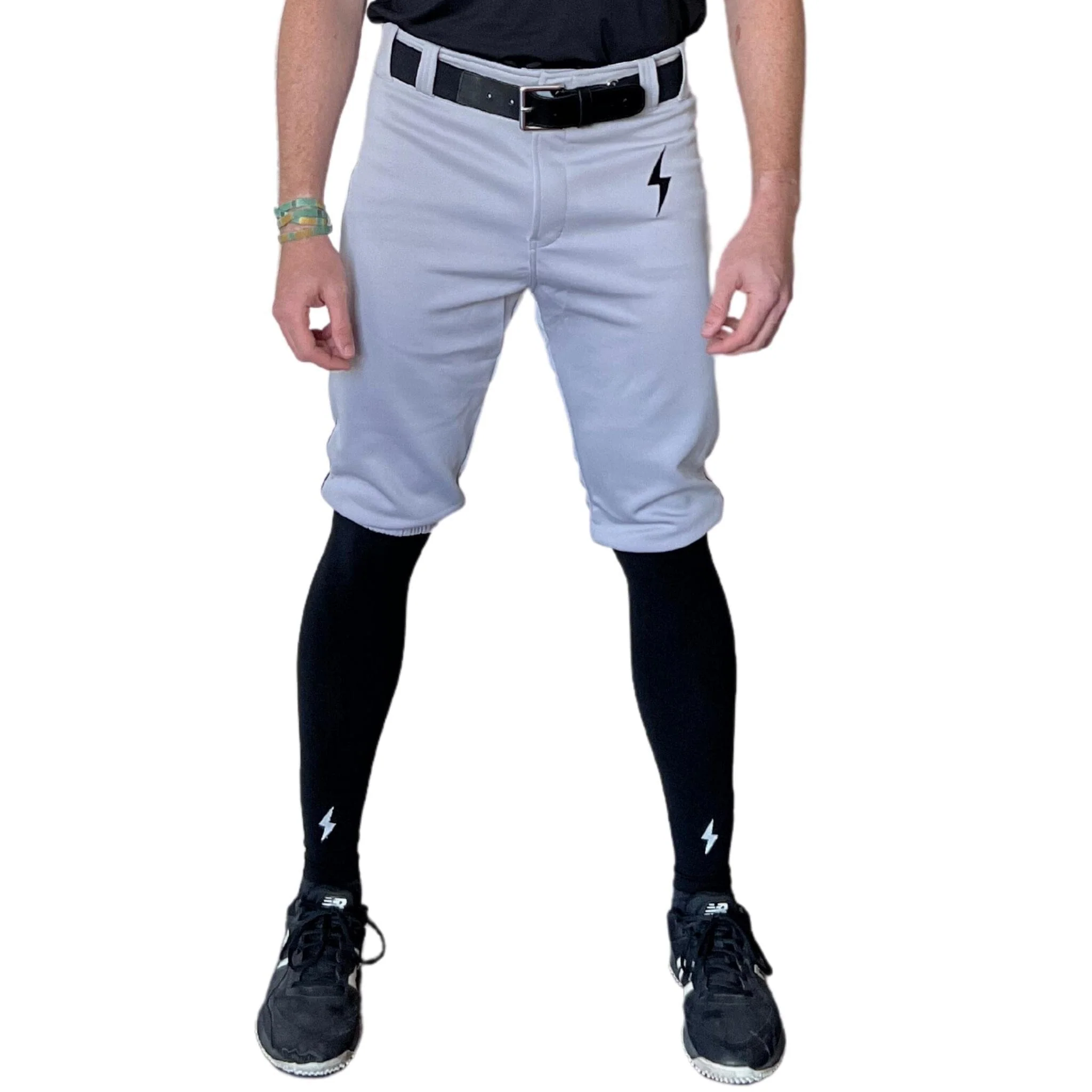 BRUCE BOLT Premium Pro Baseball Short - GREY w/ Black - LLBeanoutlets