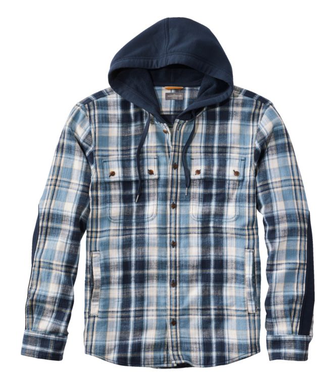 Men's Signature Heritage Textured Flannel, Hooded Shirt Jac, Plaid - LLBeanoutlets