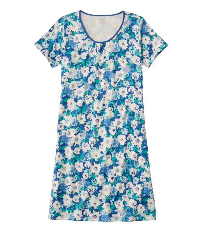 Women's Supima Nightgown, Short-Sleeve Floral - LLBeanoutlets