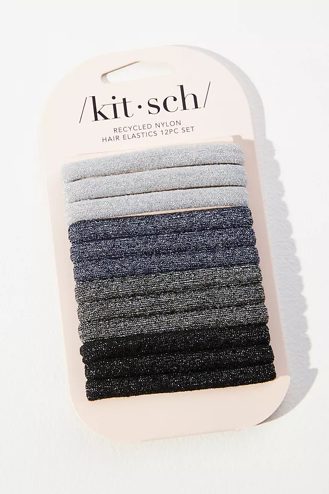 KITSCH Glitter Elastic Hair Ties BLACK MOTIF - LLBeanoutlets
