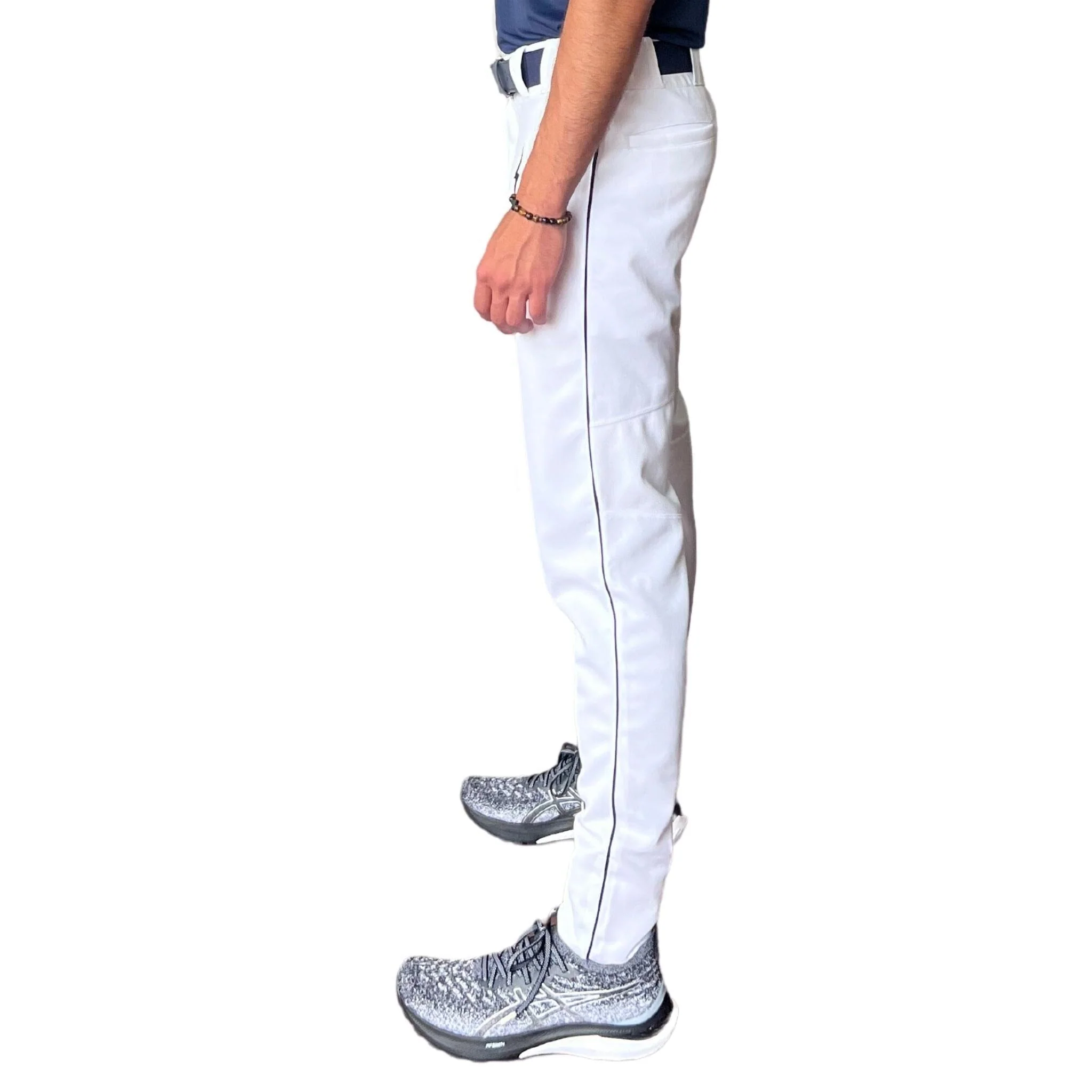 BRUCE BOLT Premium Pro Baseball Pant - WHITE w/ Navy Piping - LLBeanoutlets