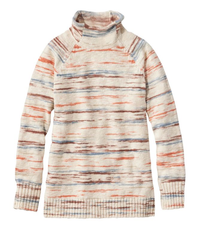 Women's Cotton Ragg Sweater, Funnelneck Pullover Space-Dye - LLBeanoutlets