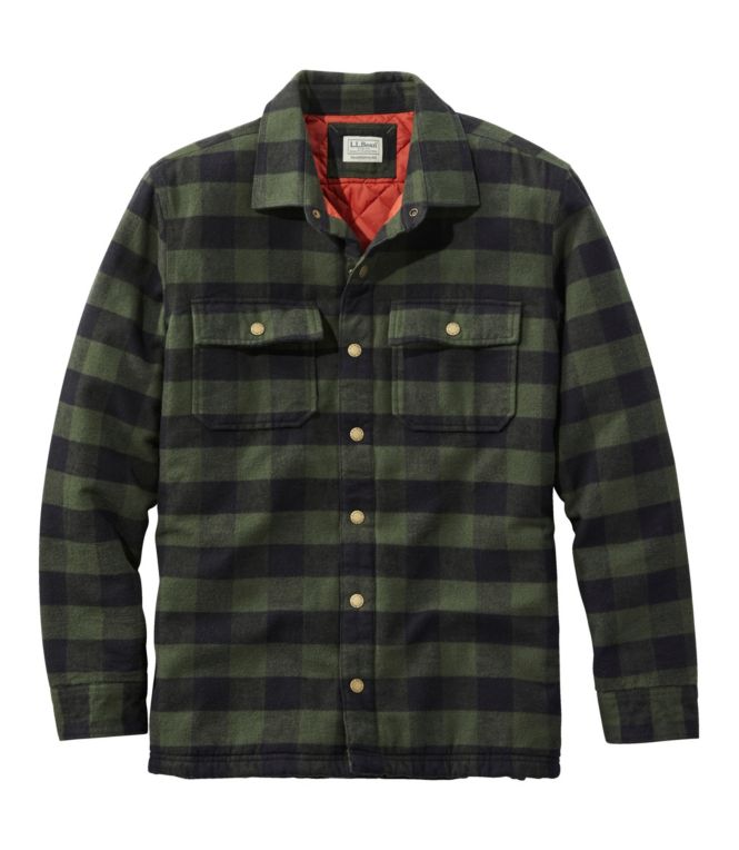 Men's PrimaLoft Lined Chamois Shirt Jac, Traditional Untucked Fit, Plaid - LLBeanoutlets