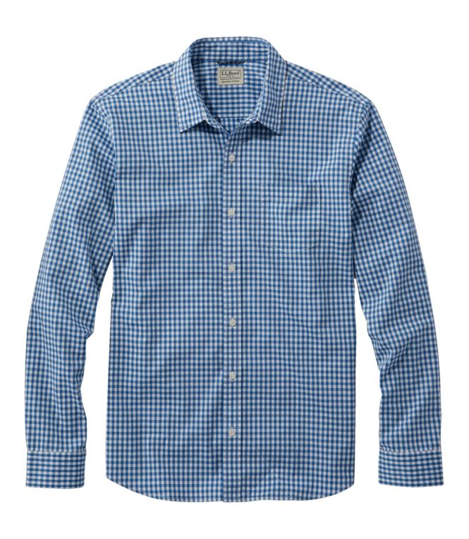 Men's Comfort Stretch Performance Shirt, Long-Sleeve, Slightly Fitted Untucked Fit, Plaid - LLBeanoutlets