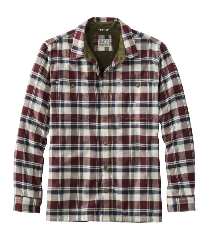 Men's Fleece-Lined Flannel Shirt, Snap Front, Slightly Fitted - LLBeanoutlets