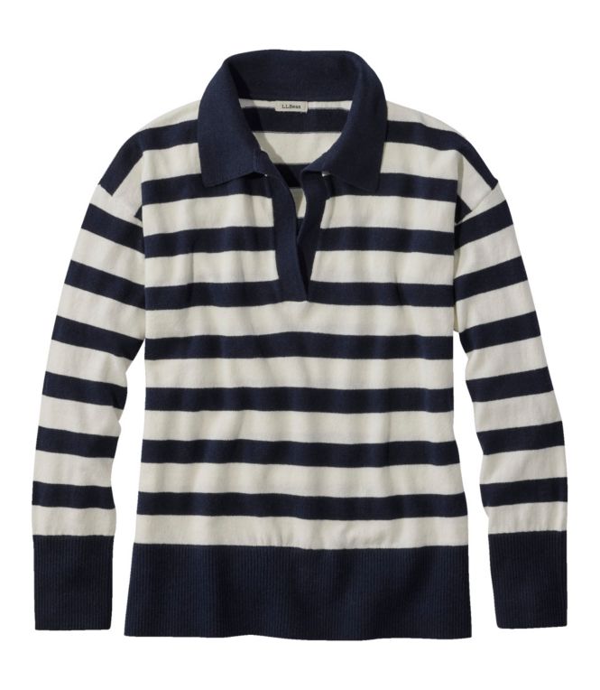 Women's Cotton/Cashmere Sweater, Polo Stripe - LLBeanoutlets