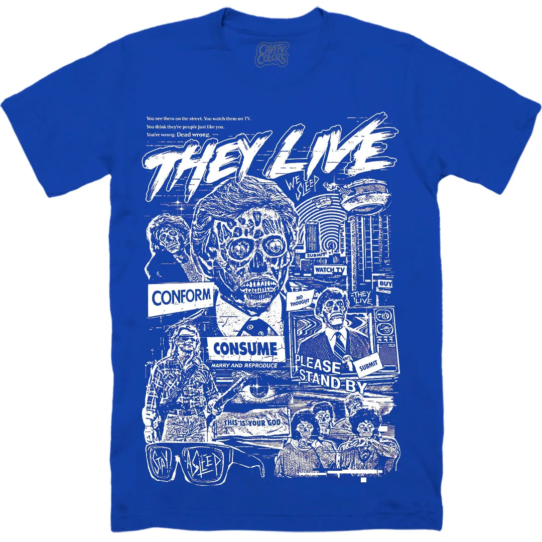 THEY LIVE: CONSUME - T-SHIRT (FORMALDEHYDE FACE BLUE) - LLBeanoutlets