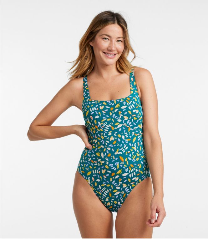 Women's New Currents Swimwear, Squareneck Tanksuit, Print - LLBeanoutlets