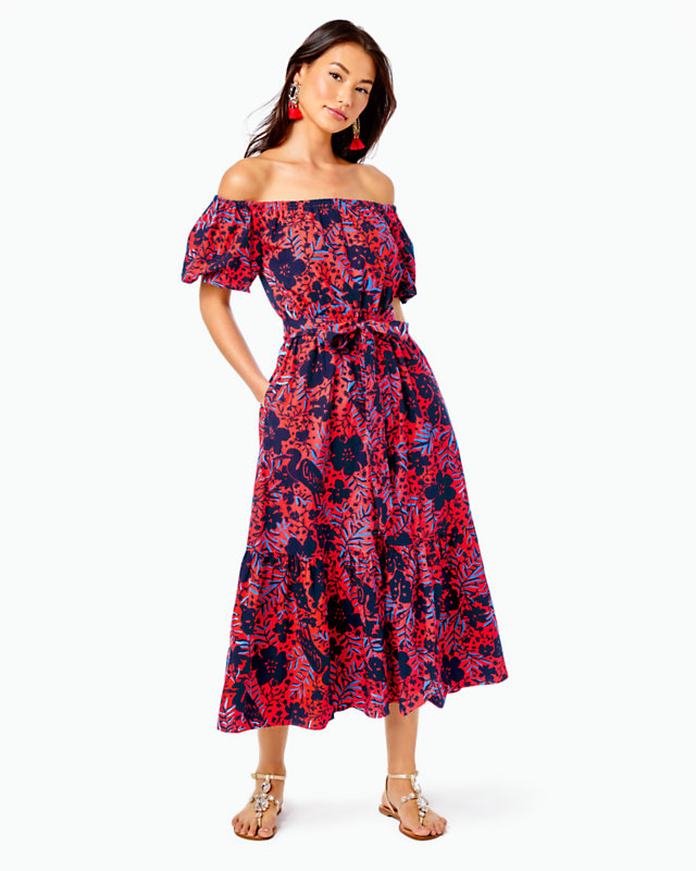 Tamie Off-the-Shoulder Midi Dress - LLBeanoutlets