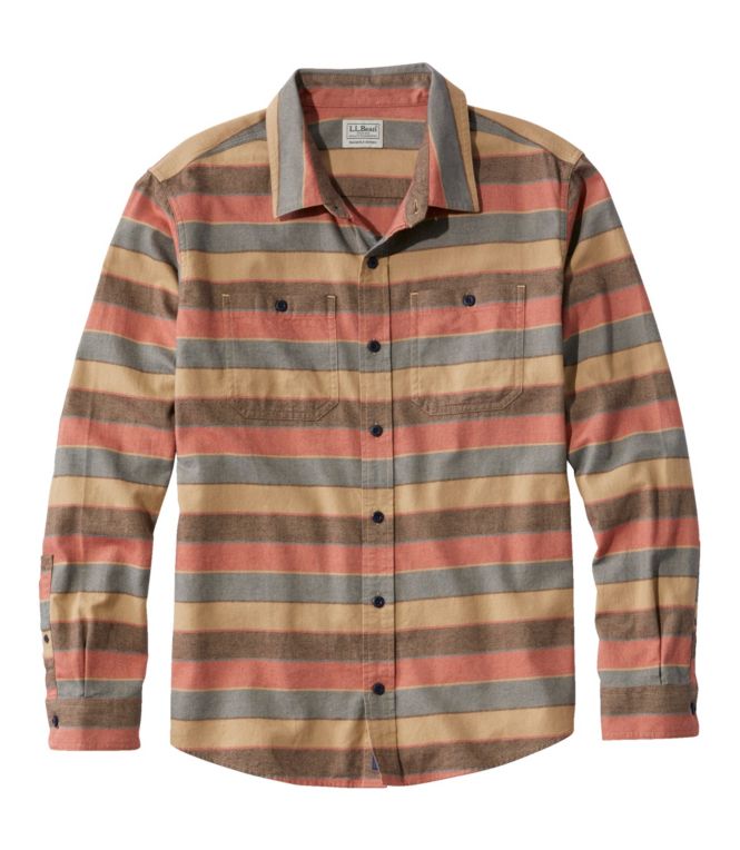 Men's Wicked Soft Flannel Shirt, Stripe, Slightly Fitted Untucked Fit - LLBeanoutlets