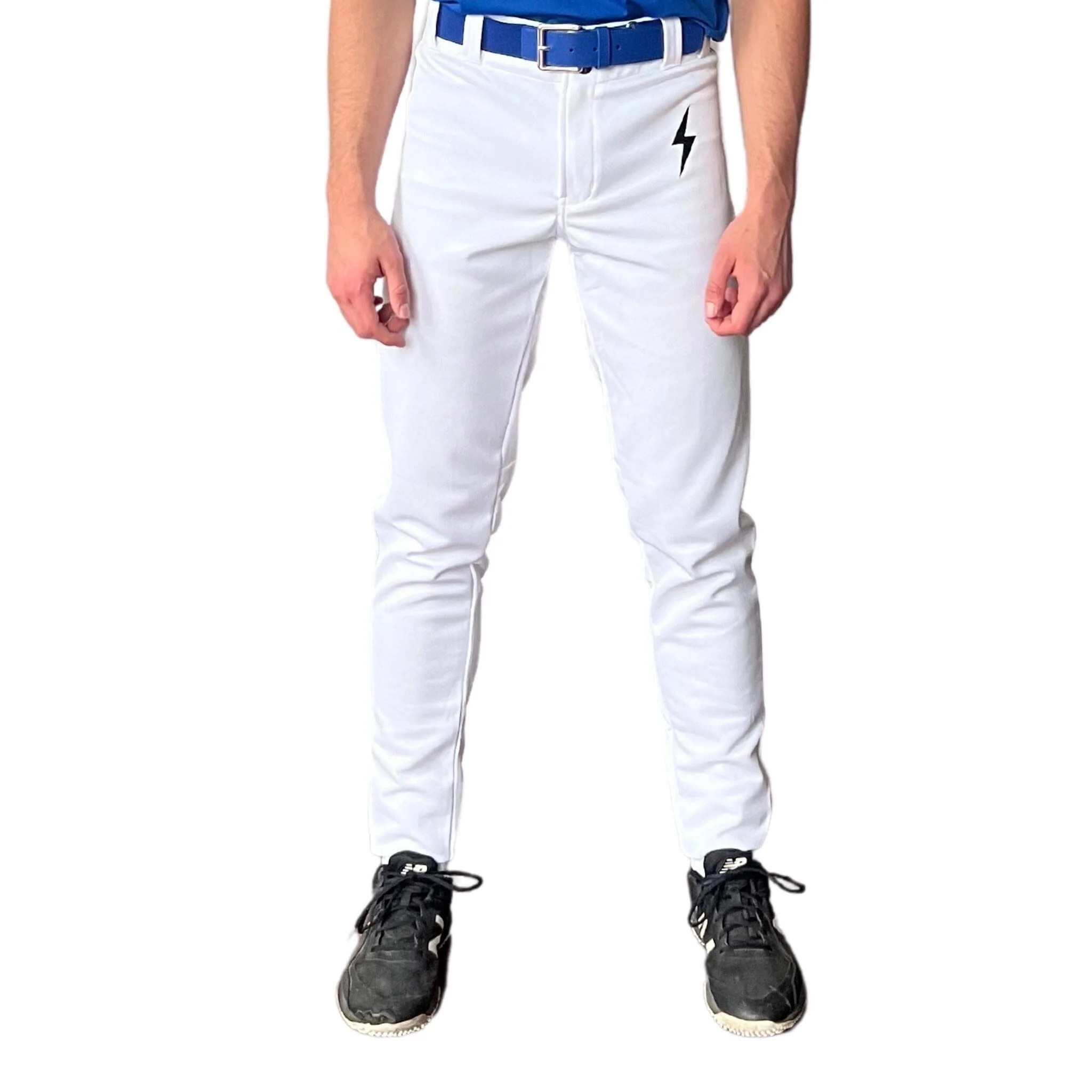 BRUCE BOLT Premium Pro Baseball Pant - WHITE w/ Royal Piping - LLBeanoutlets