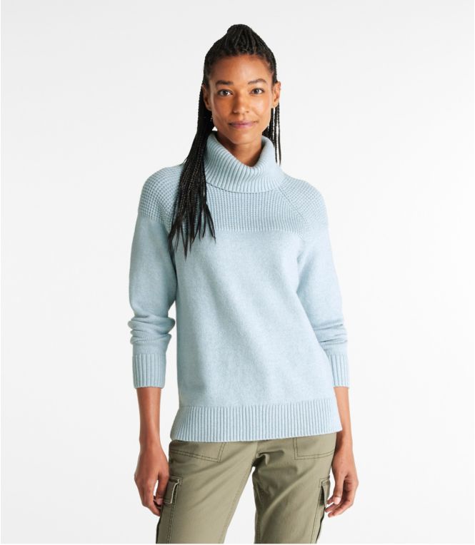 Women's All-Day Waffle Sweater, Turtleneck - LLBeanoutlets